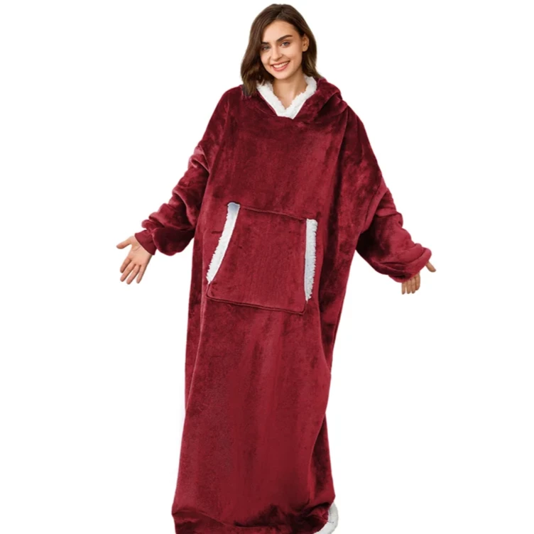 extra super long full length blanket hoodie red