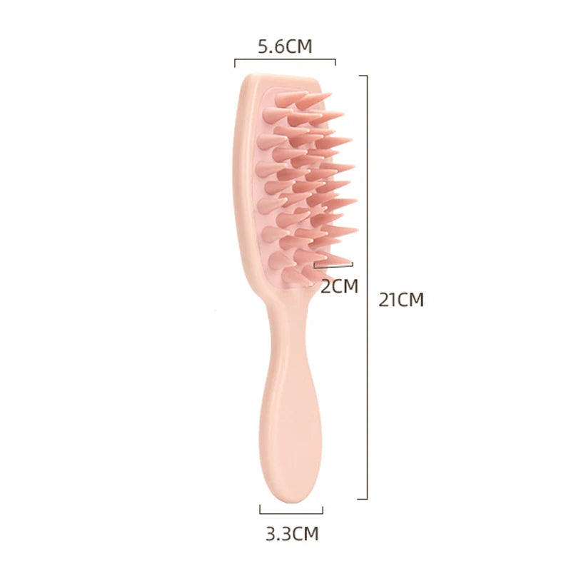 Soft Silicone Scalp Hairbrush - With Long Handle
