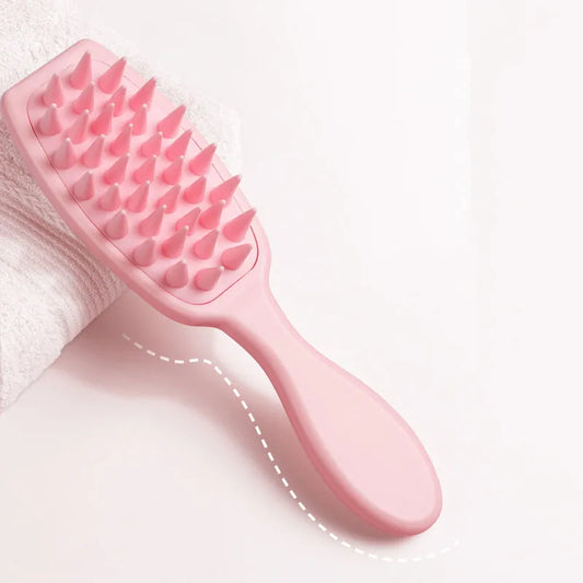 Soft Silicone Scalp Hairbrush - With Long Handle