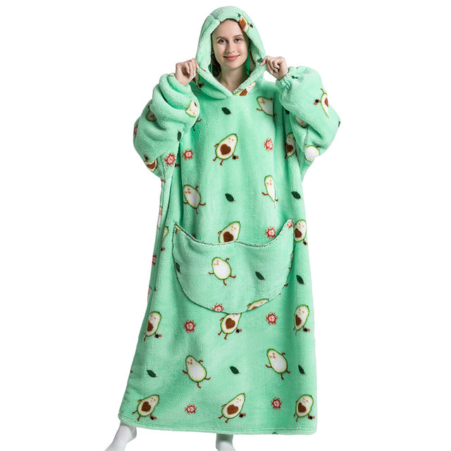 extra super long full length oodie blanket hoodie avocado 