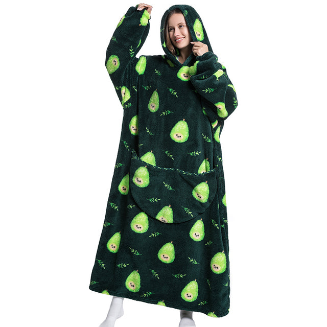 extra super long full length oodie blanket hoodie pears green
