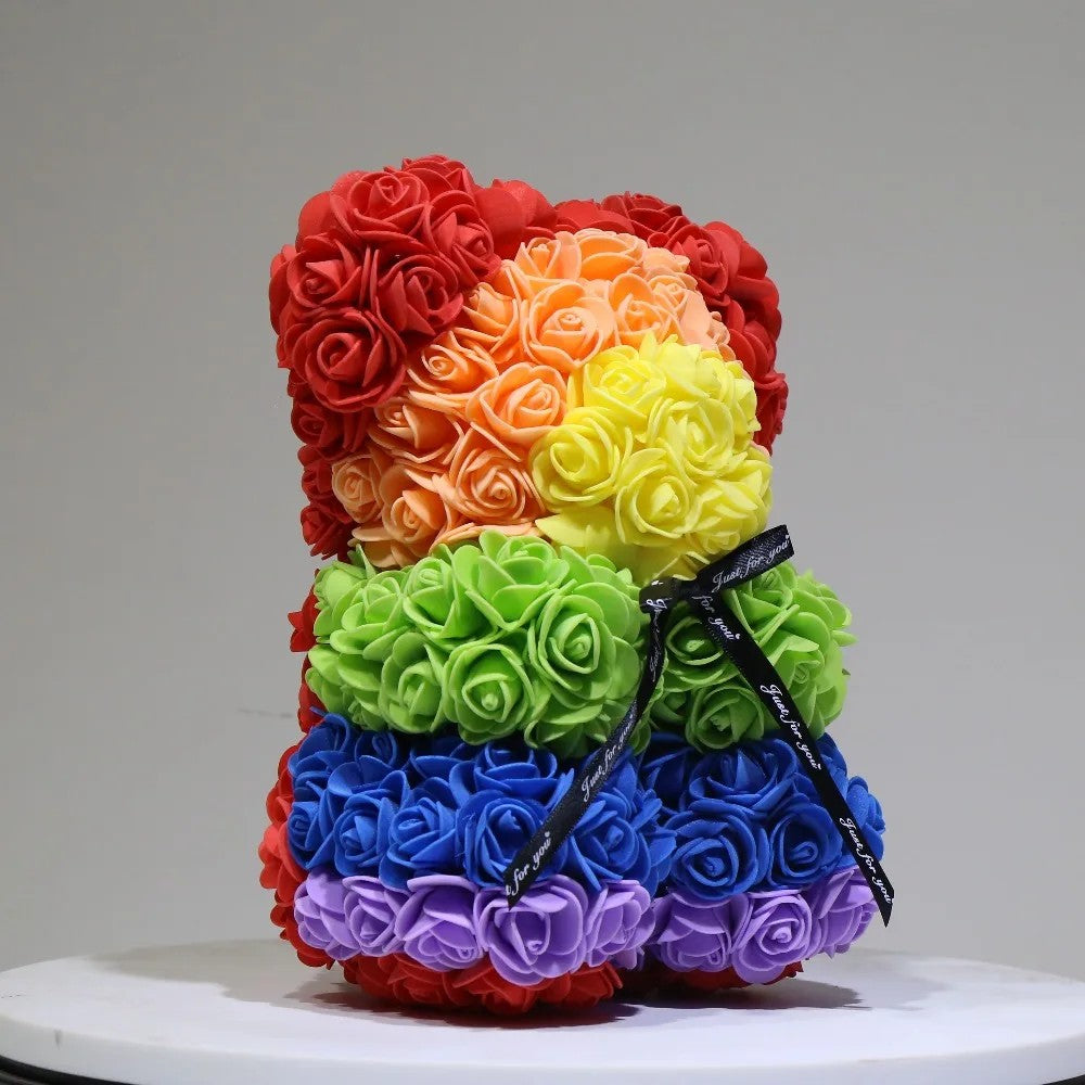rainbow pride lgbt gay valentines day gift teddy rose bear