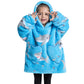 oversized hoodie blanket with hood and sleeves for kids children sharks